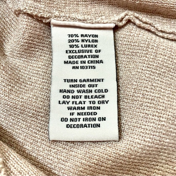 Nanette Lapore Pink Blush Sweater Medium Shimmery Long Rib Sleeves Light - Picture 12 of 15